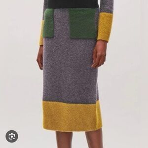 COS Colour Block Wool Blend Skirt Size Large